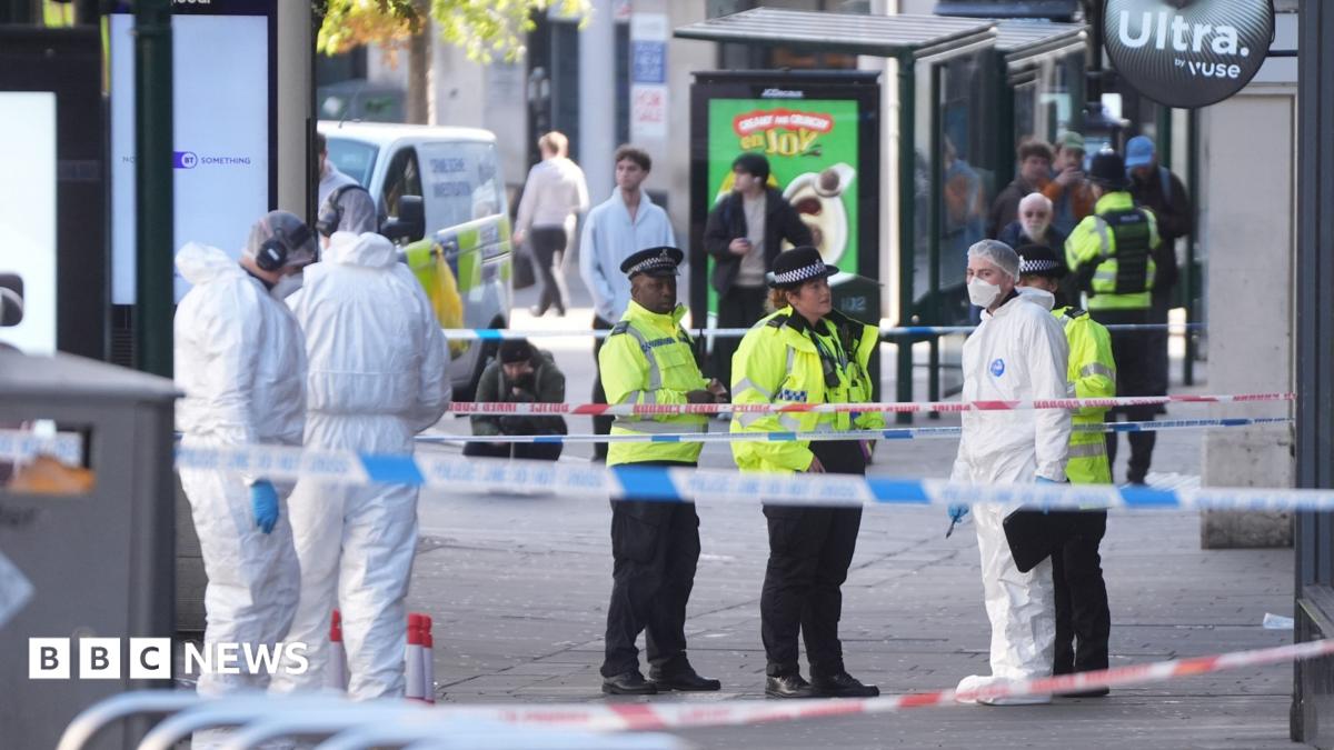 BBC News reports officer shot in foot as four are arrested